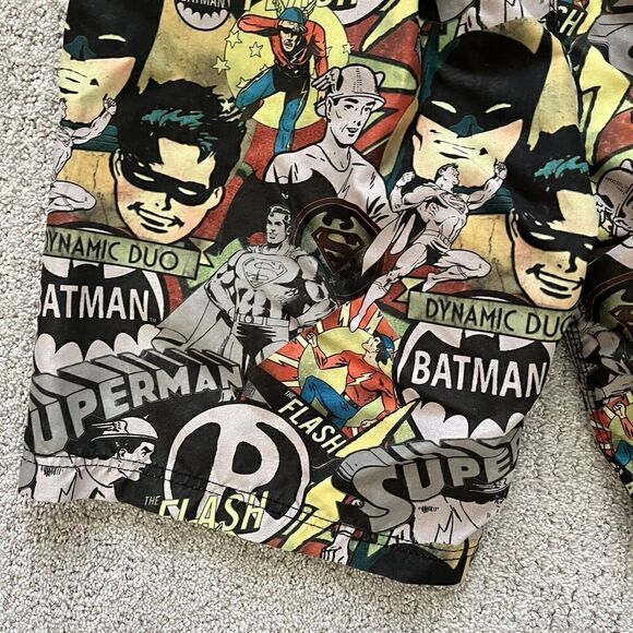 Batman Mens Swim Trunks Board Shorts Sz XL DC Comics Robin Flash Pop Art Black - Picture 8 of 12